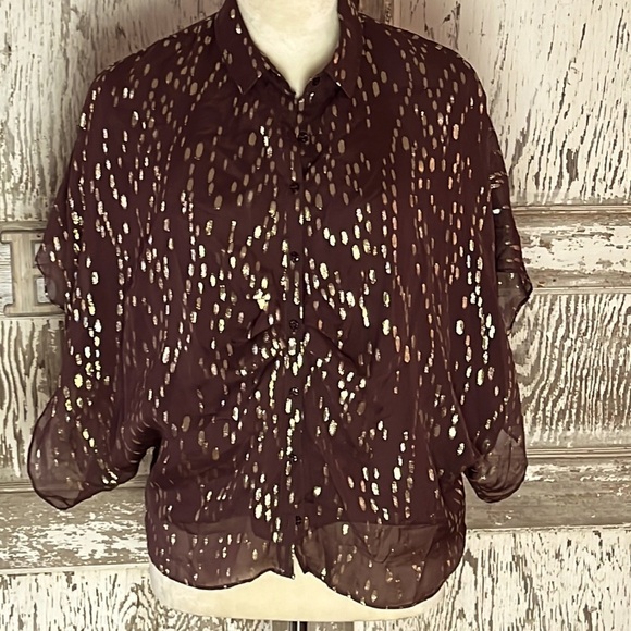 ANTHROPOLOGY ADDISON STORY sz P SILK CROPPED, BOXY, PARTY, GLITZ, LUXURIOUS - Picture 1 of 10